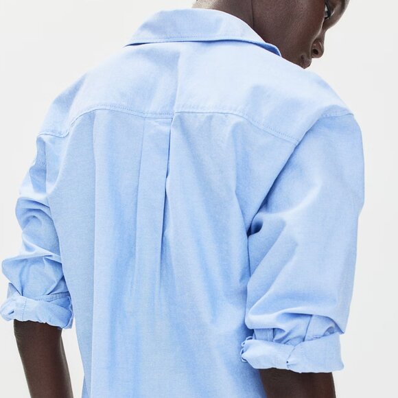 H&M 100% Cotton Classic Button-Down Shirt - Blue, XL - Picture 3 of 7